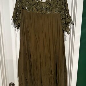 Lane Bryant Olive Lace Detail Top